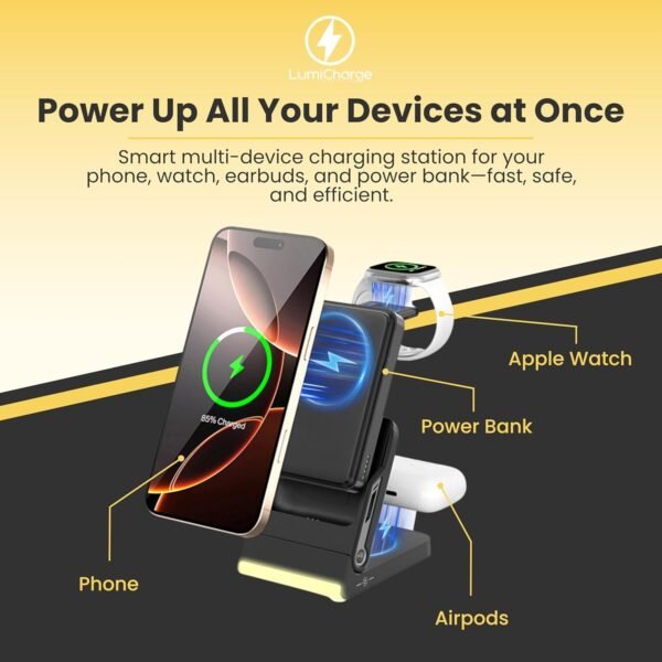 LumiCharge Magnetic Wireless Charging Station - 10000mAh Power Bank - Image 8