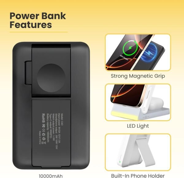 LumiCharge Magnetic Wireless Charging Station - 10000mAh Power Bank - Image 5